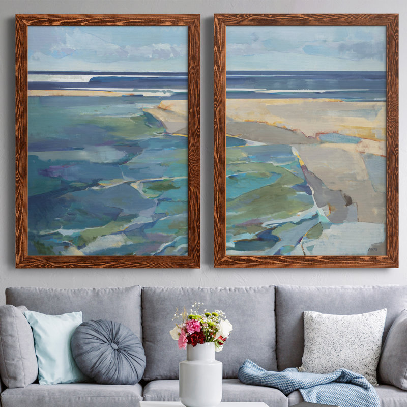 Breakwater - Ensemble de 2 reproductions d'art sur toile encadrées, Cadre en érable, H 37,5 po x l 55 po x P 1,5 po