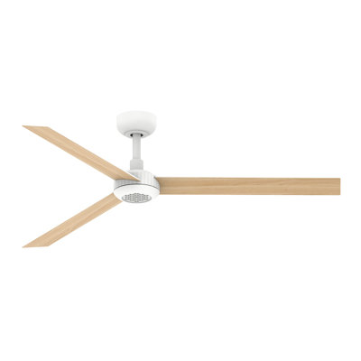 52 Inch Ceiling Fan With Led Night Light High Air Volume White with Oak