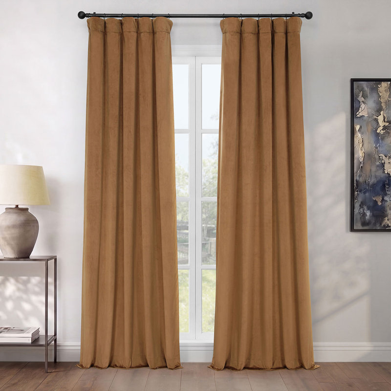Rideaux en velours moelleux Matra pour chambre à coucher ‑ rideaux obscurcissants pour les fenêtres de salon, panneau simple