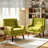 Davey Upholstered Green Linen Blend Tufted Wide Back Armchair with Solid Wood Leg-1921251226