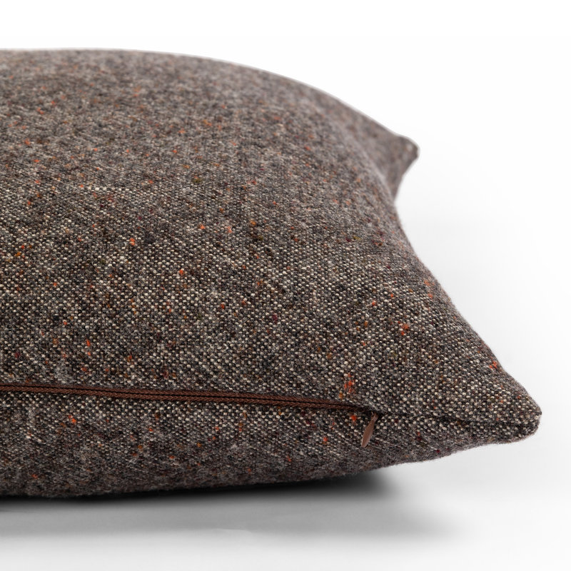 Hasselt Ebony Stonewash Linen and Wool Reversible Throw Pillow