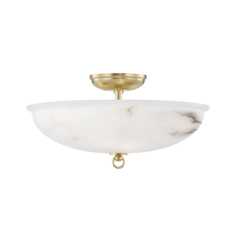 Somerset - 3 Light Semi Flush By Mark D. Sikes - Aged Brass Frame - Alabaster Shade
