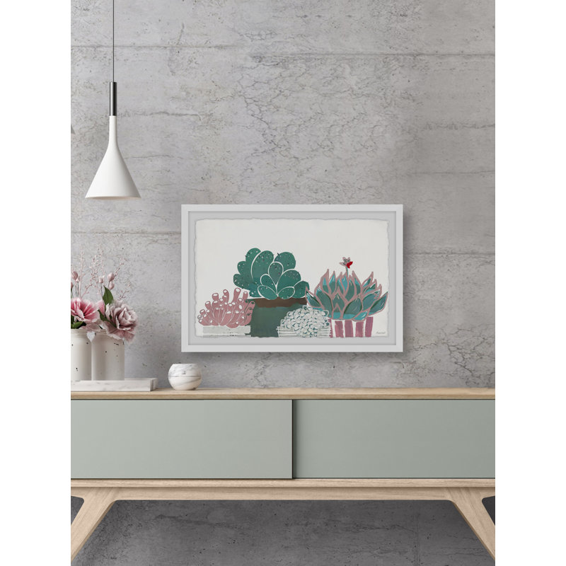 Cactus grandissant-reproduction d’art sur papier encadrée, H 12 po x l 18 po x P 1,5 po