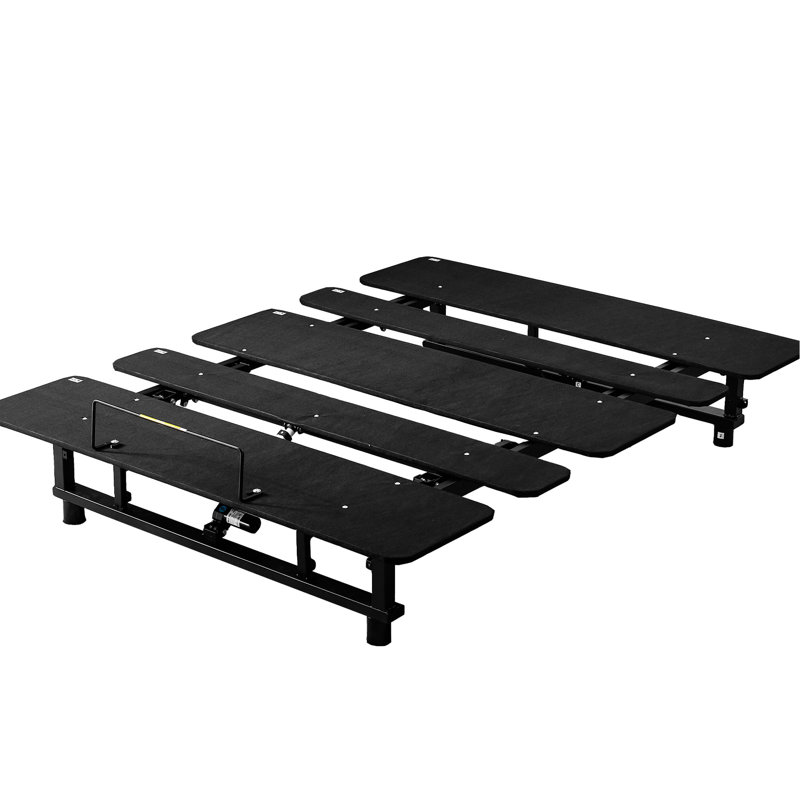 Base de lit grand noir avec positions réglables, télécommande sans fil, structure stable, moteur à réduction de bruit, compatibilité universelle