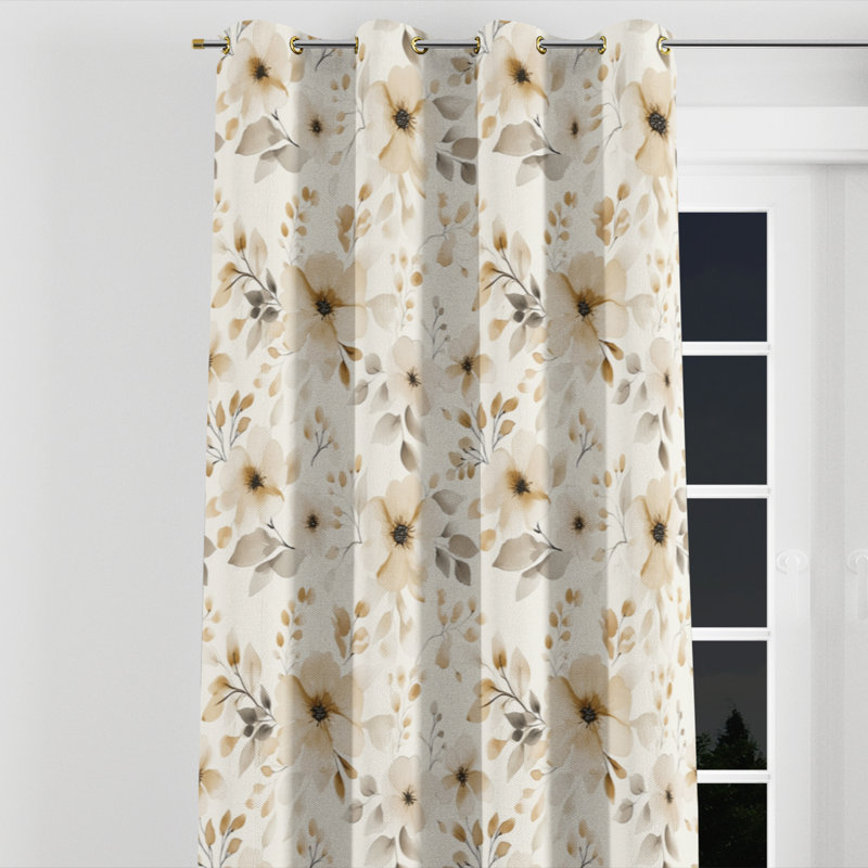 French Country Curtain panels - Beige Braddox Grommet Curtain - 1 Panel, Gold Grommets, 52" W x 95" L