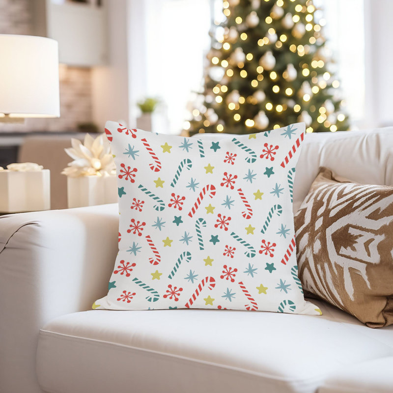 Holiday Christmas Candy Cane Pattern I Modern, 16"H x 16"W