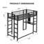 Lit mezzanine avec bureau, lit mezzanine en métal pour lit simple, cadre de lit mezzanine avec bureau et rangement compatible avec les garçons, les adolescents et les filles, cadre de lit noir