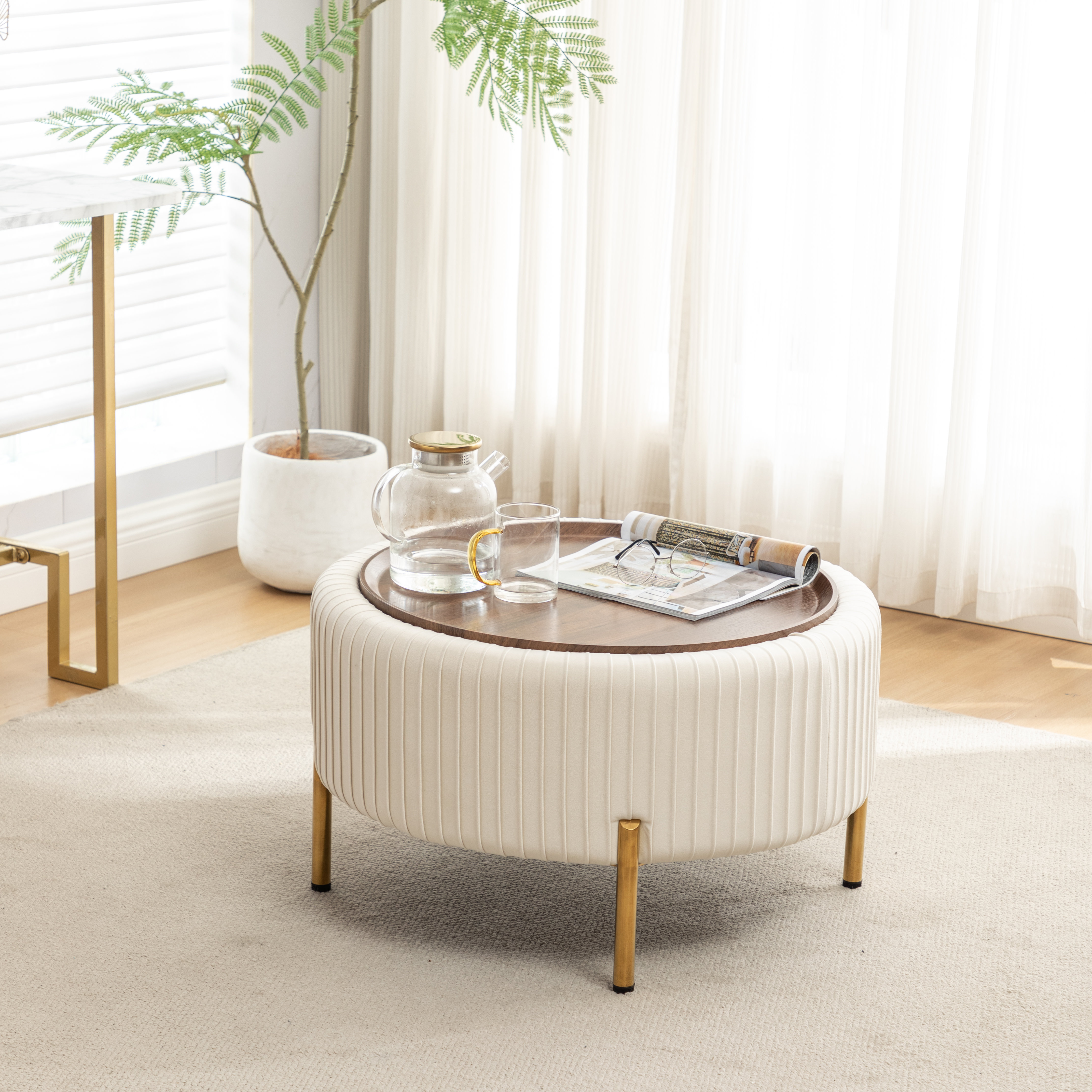 Mercer41 Miajah Upholstered Round Storage Ottoman & Reviews | Wayfair