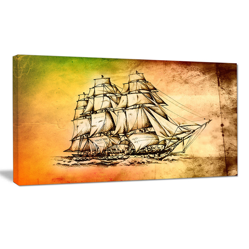 «Large Antique Moving Boat», impression, H 8 po x l 12 po x P 1 po, Toile tendue