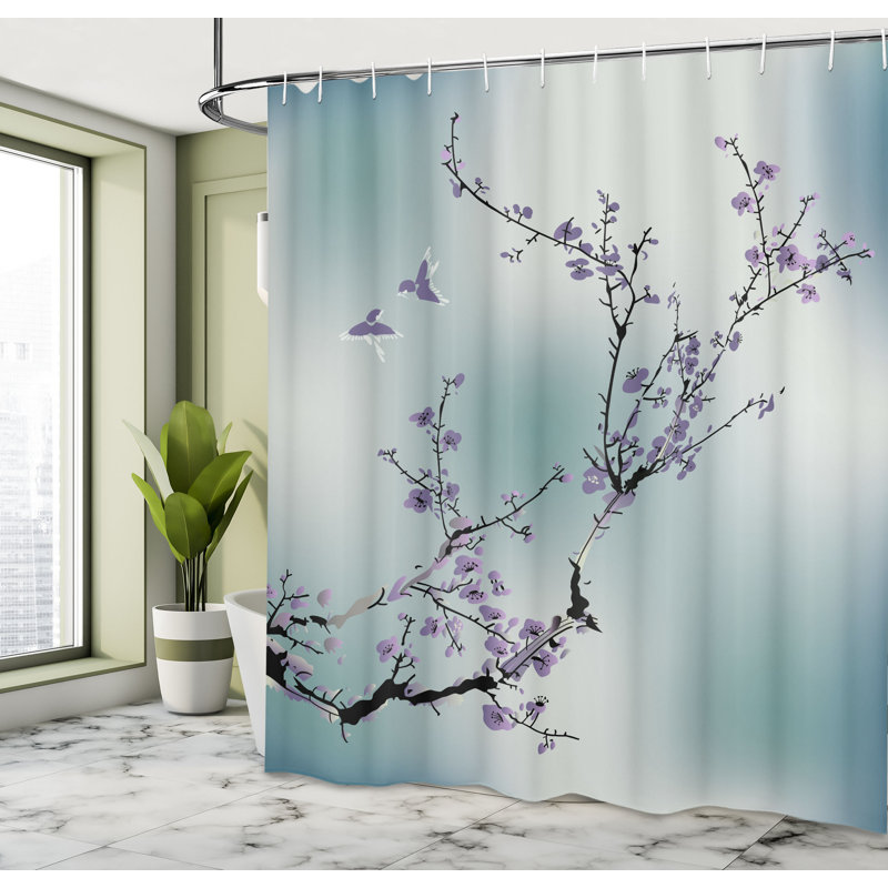 Ensemble de rideau de douche et crochets de la nature, H 84 po x l 69 po, Bleu cadet