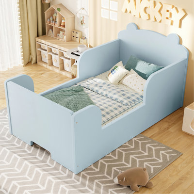 Base de lit, plancher pour tout-petit, lit pour 3 à 6 ans, lit pour tout-petit en forme d'ours, bleu