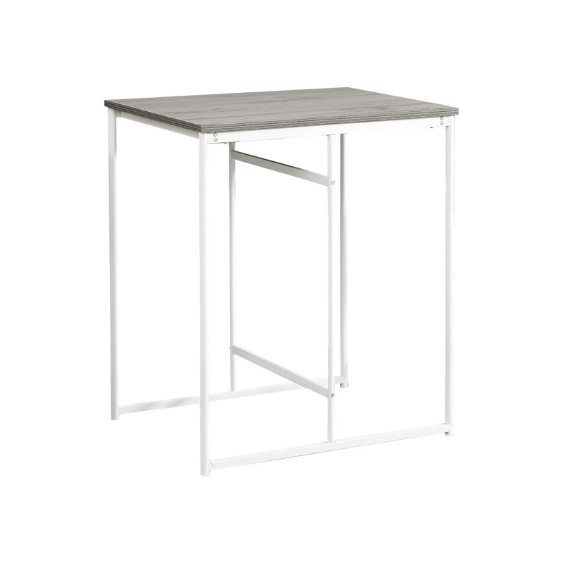Table rectangulaire contemporaine 32 po, hauteur comptoir, stratifié gris, métal blanc, cuisine moderne