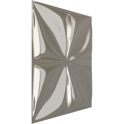 L 19 5/8 po x H 19 5/8 po Panneau mural décoratif 3D EnduraWall Riley, chrome brillant (couvre 2,67 pieds carrés)