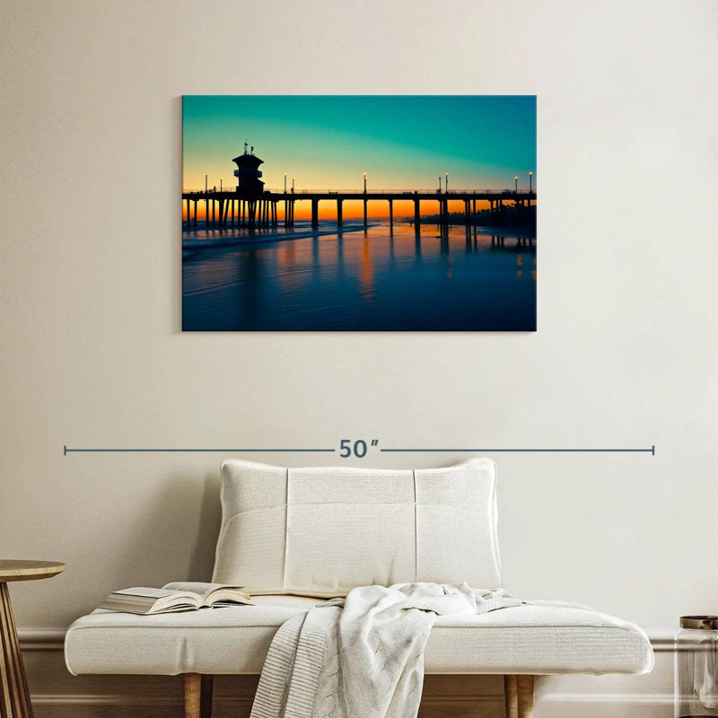 Huntington dock nightfall Aletra, H 24 po x l 36 po