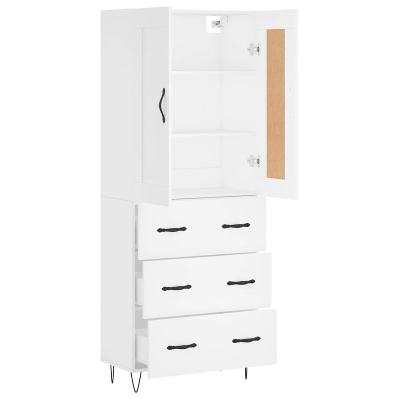 Longlier 69.5cm Wide 3 Drawer Highboard, White