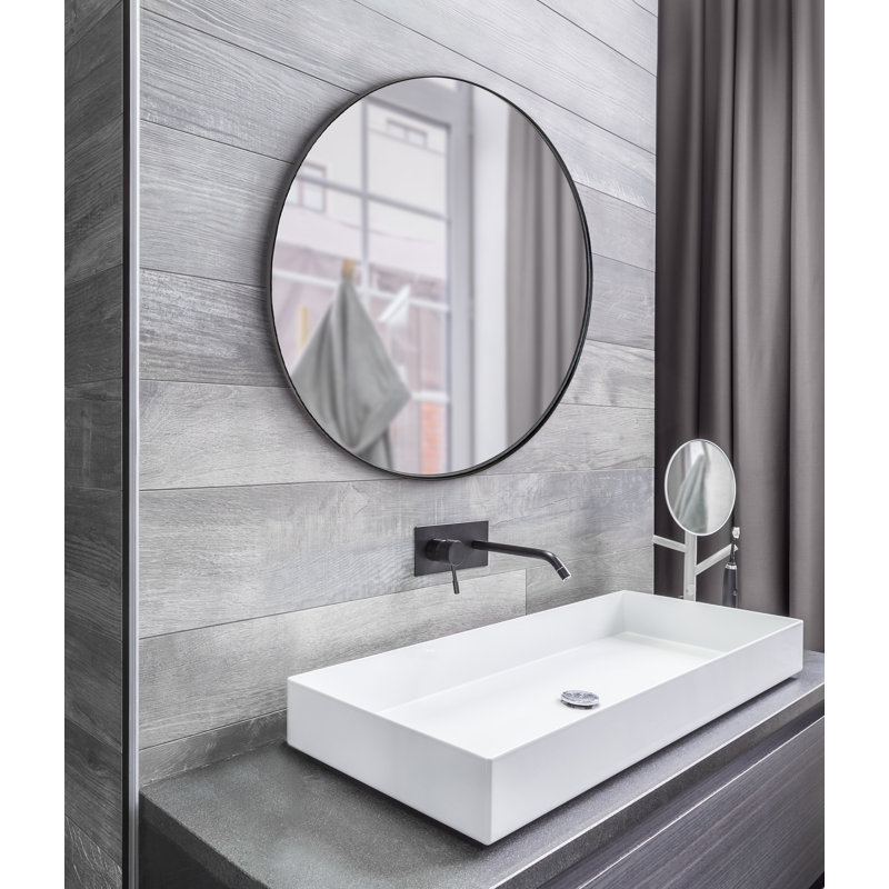 Iker Metal Flat Mirror, 27.5" x 27.5", Black