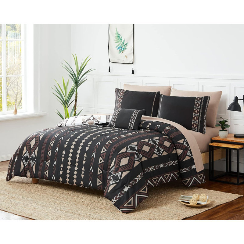 Queen Comforter Set, Boho Aztec Comforter Set 8 Pieces, Queen comforter + 2 shams + 2 pillow cases