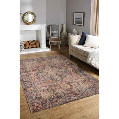 Brown Vintage Look Polyester Soft Touch Machine Woven Decorative Area Rug