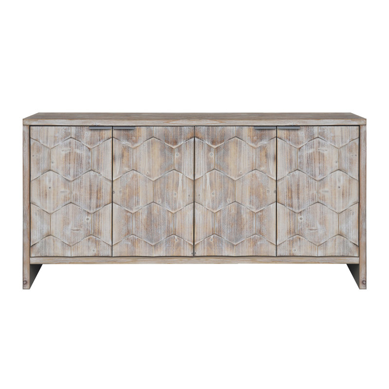 Buffet vieilli pour salon de style rétro, Bois naturel délavé