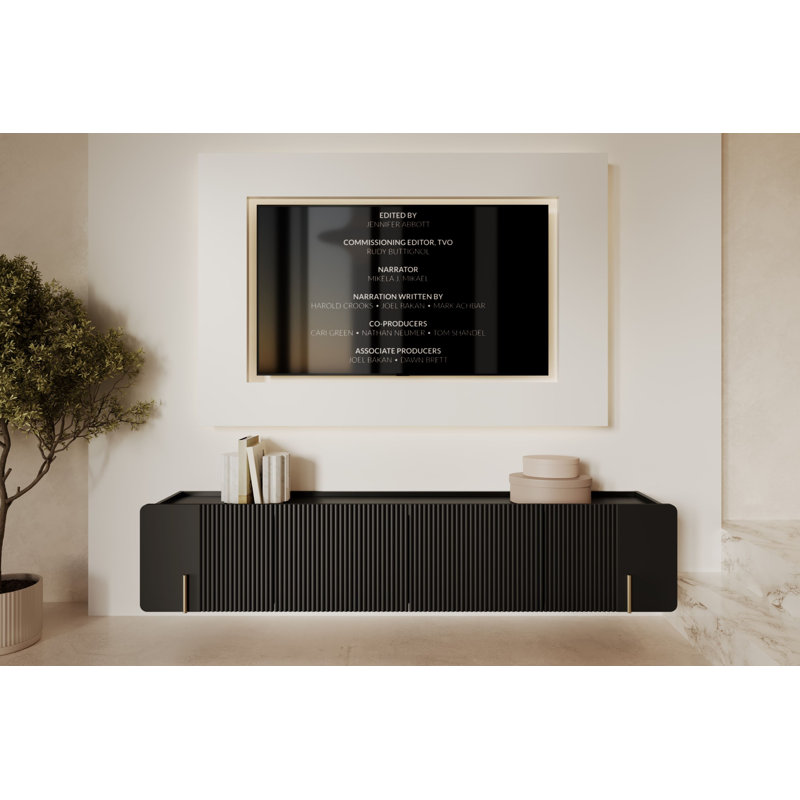 Berthia Unfinished TV Stand for TVs up to 55", Black/Gold