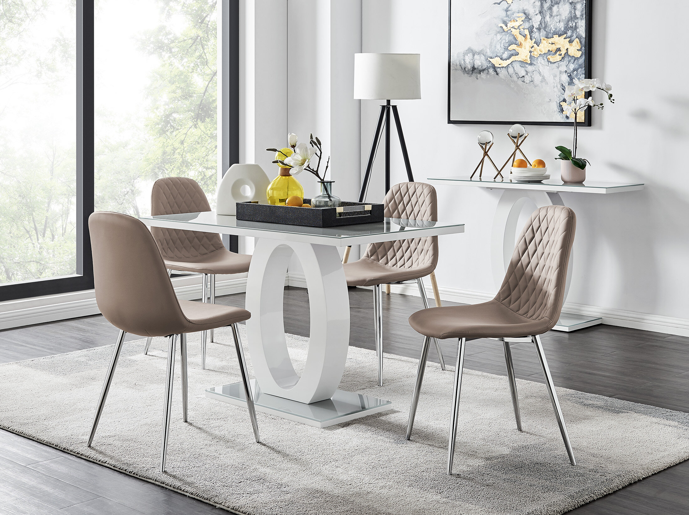 Gray leather dining chairs deals set of 4