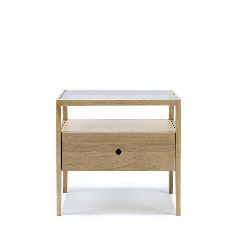 Spindle 1 - Drawer Solid Wood Nightstand, Natural