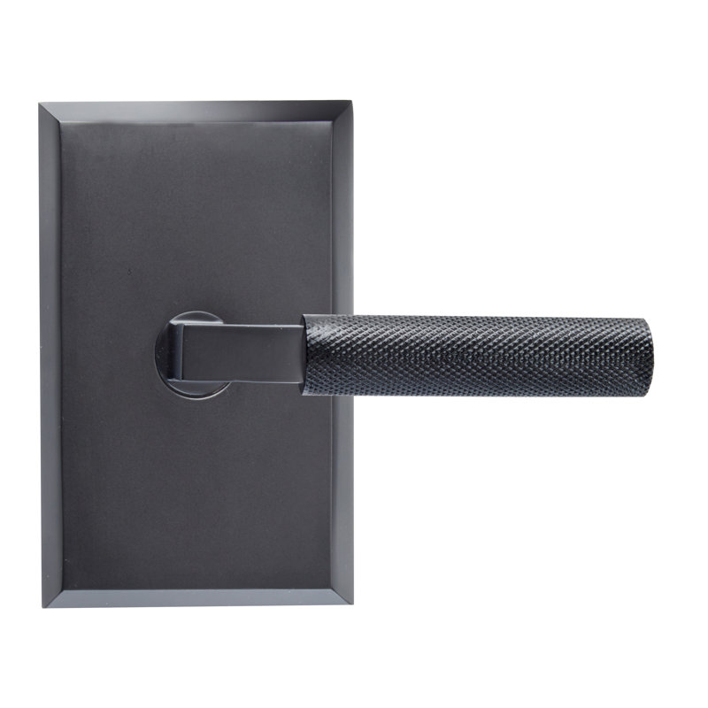 Bravura 846-G1 Knurled Passage Lever on Beveled Rectangular   Rose in Matte Black