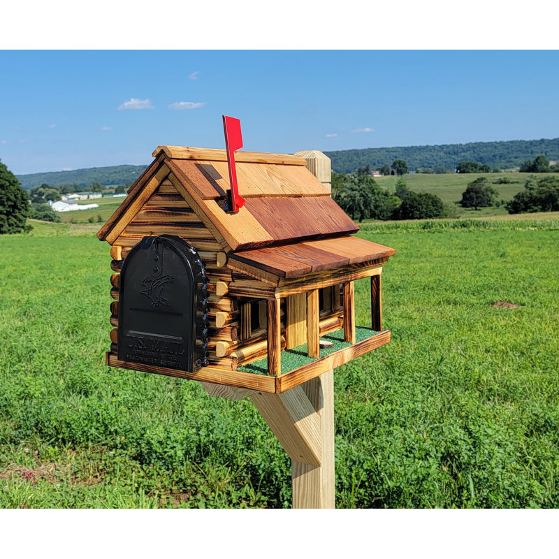 Amish Log Cabin Mailbox, Handmade, Natural