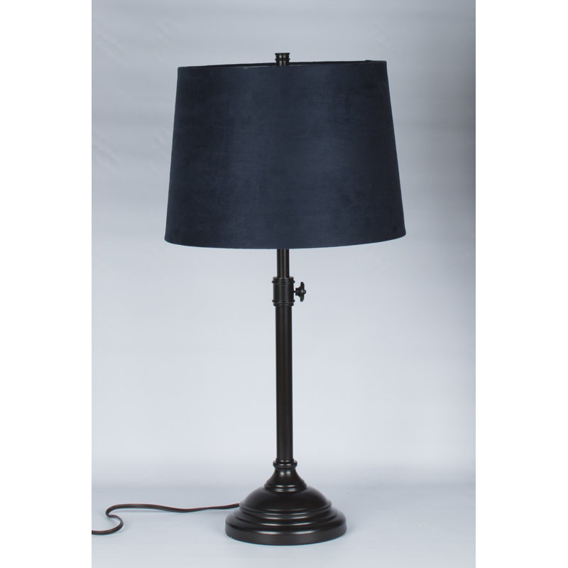 Caitlynne Metal Table Lamp, Navy Blue Suede, Oil-rubbed Bronze