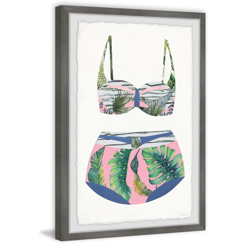 Impression sur cadre rose et palmiers, H 30 po x l 20 po x P 1,5 po