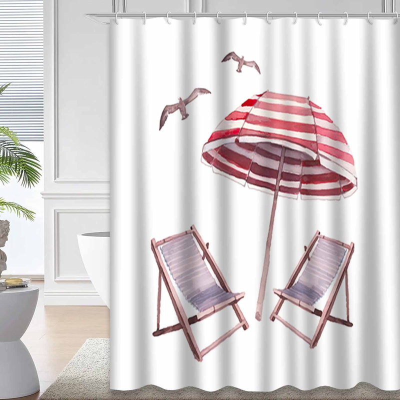 Rideau de douche imperméable à l'épreuve de l'eau avec parapluie blanc avec 12 crochets, L 72 po x l 72 po