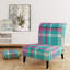 Fauteuil de chambre rembourré multicolore à motif tartan à carreaux