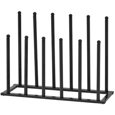 6-Pair Dark Gray Wood Inverted Boot Rack Stand, Entryway/Closet