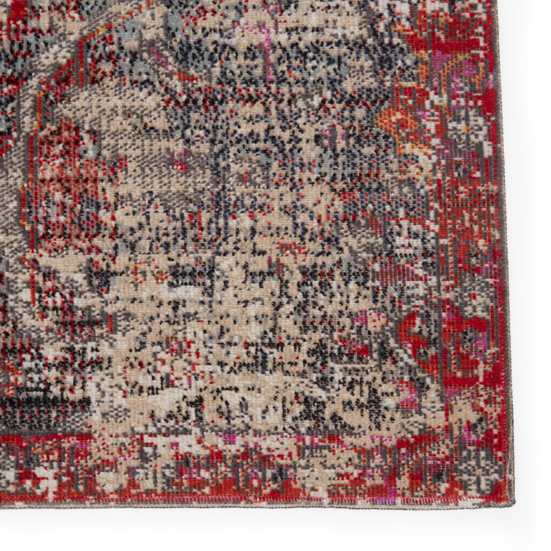 Tapis bleu foncé / rouge oriental / intérieur Jaipur Living Fayette (5 pi 3 po x 7 pi 6 po), Rectangle 5 pi 3 po x 7 pi 6 po