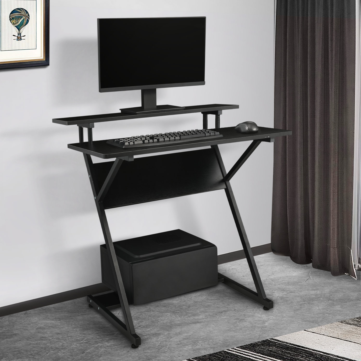 Fitueyes Computer Desk for Small Spaces, Small Desk with Monitor Shelf & Save Space,White