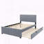 Lit plateforme double en velours avec lit gigogne simple, gris