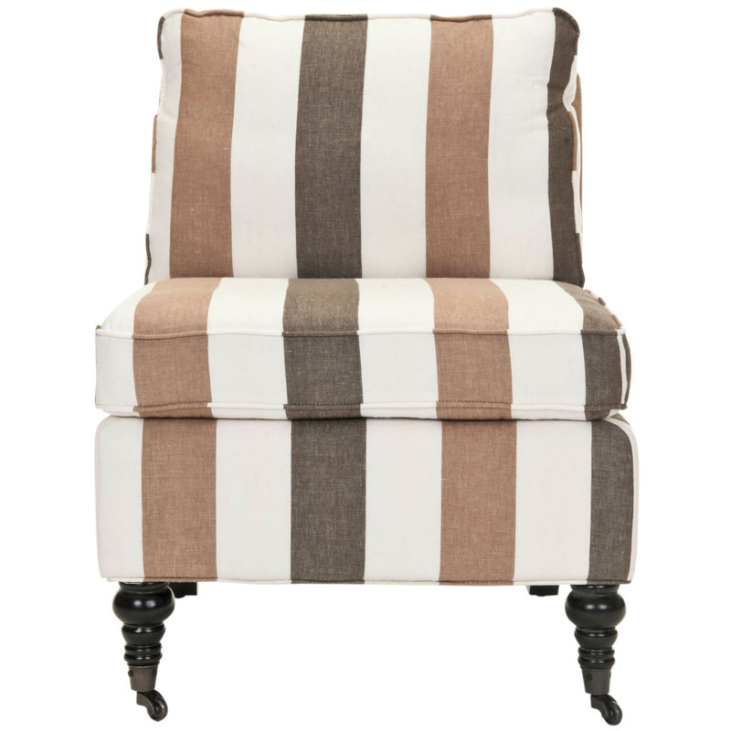 Upholstered Slipper Chair, Multi Stripe Polyester Blend