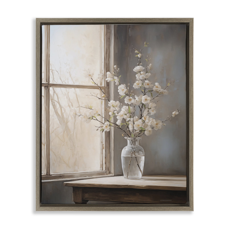  «Spring Arrangement Windowsill», art mural encadré sur toile flottante par Arlington Prints, Cadre flottant orme Montalcino
