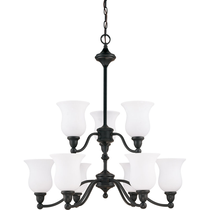 Lustre à niveaux ombrés 9 lumières avec accents de cristal Mose