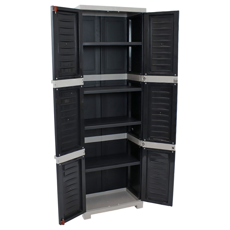 Armoire de rangement verrouillable avec 4 tablettes réglables - 71 po (1,8 m), Gris anthracite / bordure grise