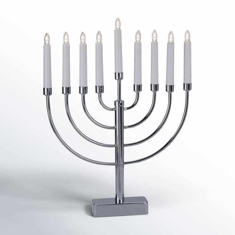Battery Operated Menorah, Chrome