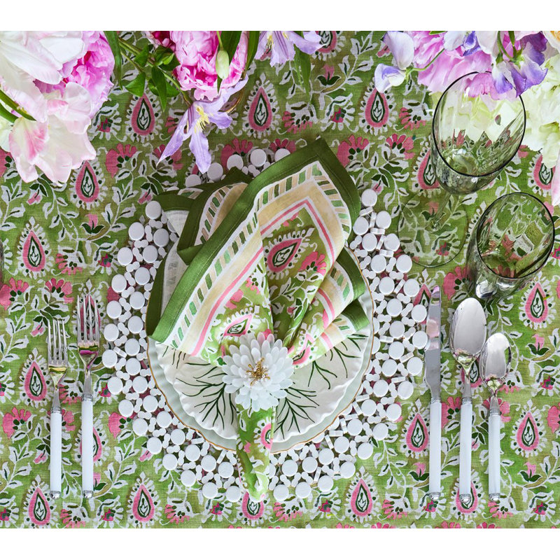 Mira Napkin, Green/Pink