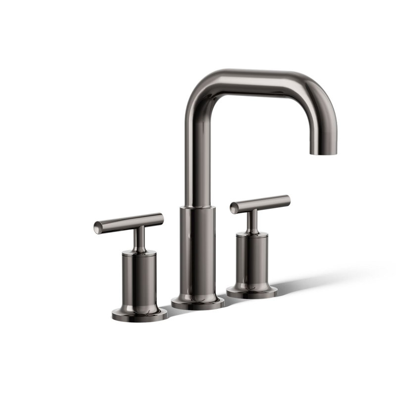 Purist for Two Deck-Mount Bath Faucet Trim for High-Flow Valve with Lever Handles, Valve Not Included, Vibrant Titanium