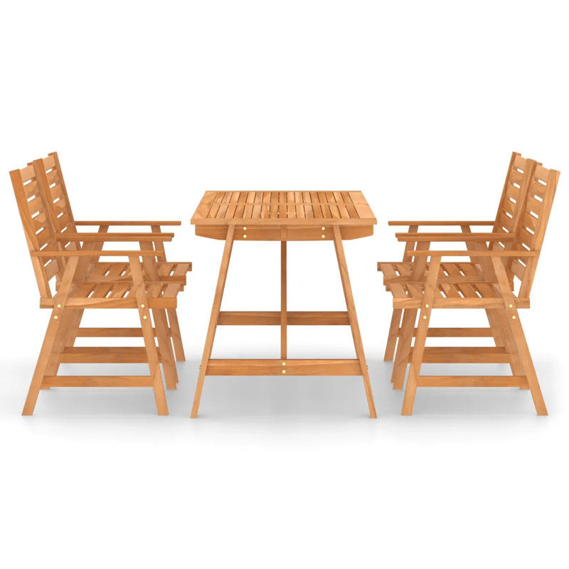 Pauly 4 - Person Acacia Patio Dining Set with Rectangular Table