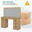 Dressing Table with LED Mirror, 15 Drawers, Power Outlet, Glass Top, 3 Lighting Modes, Stool-608307923