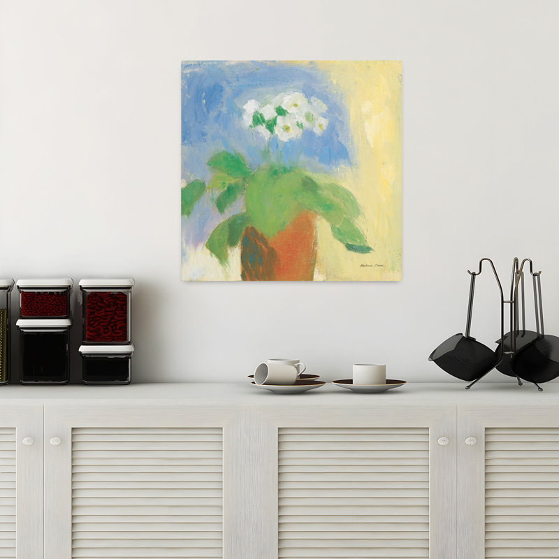 Crème, primevère crème, fleur violette, art mural, H 18 po x l 18 po