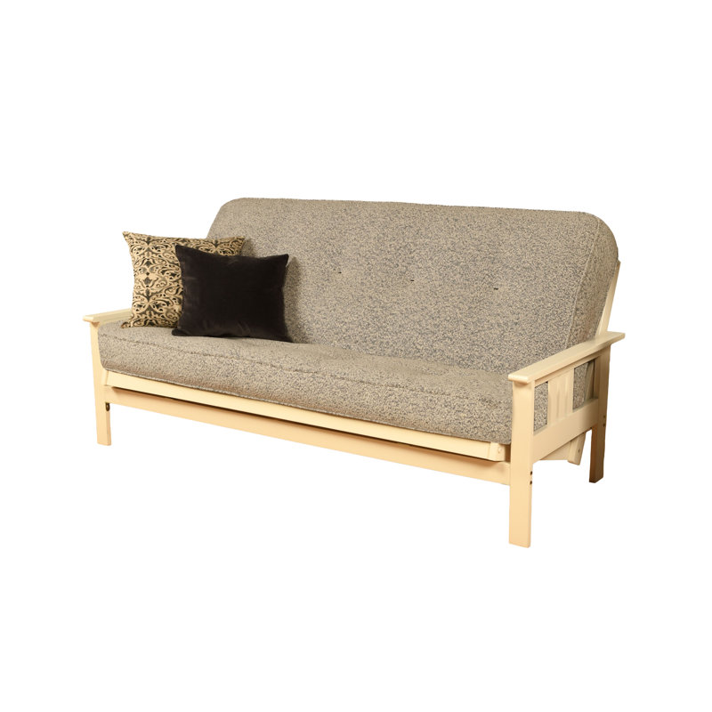 Johnte Full-Size Futon Frame and Full-Size Innerspring Mattress, Antique White, Canton Gray, Innerspring