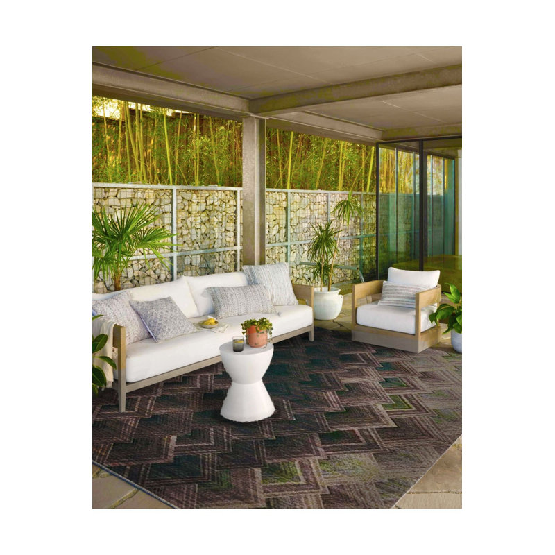Tapis lavable à motif de losanges noirs tissés, Sous-tapis carré 3 pi 3 po inclus