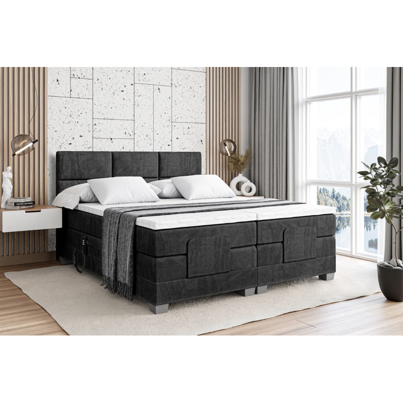 Orlo Bed with Mattress, Black, 180cm W x 200cm L
