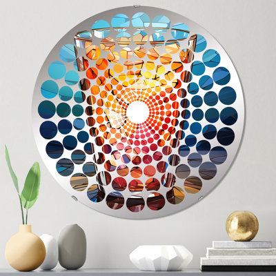 Abstrait en verre mosaïque - Miroir décoratif à pois radiaux - MIR111342-Rond